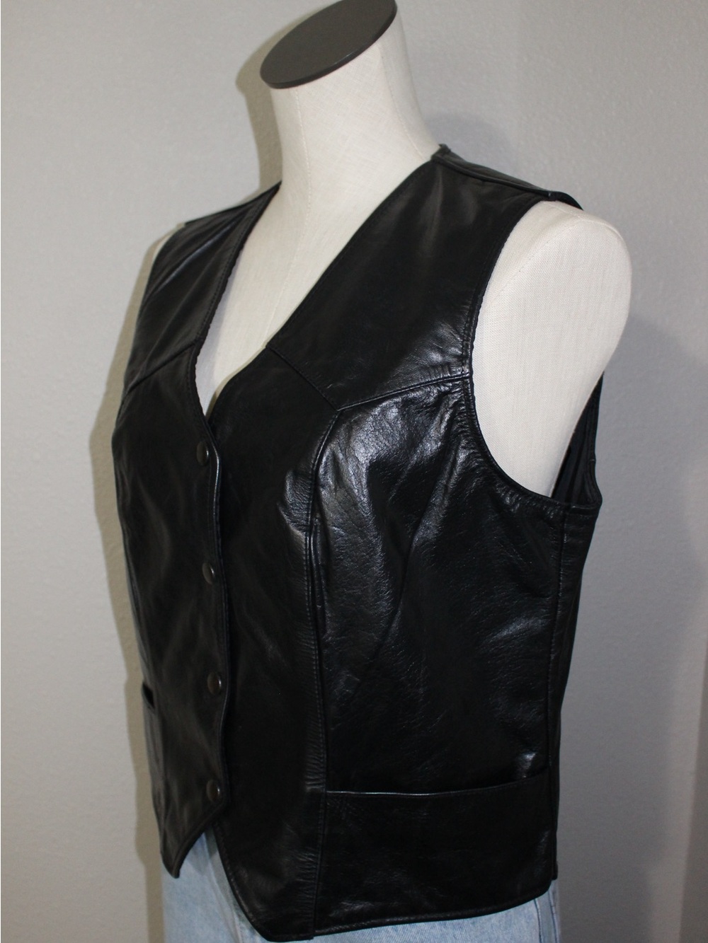 Vintage Black Leather Vest